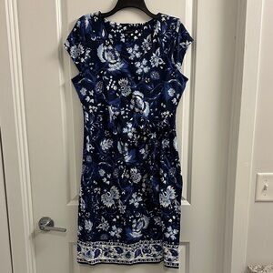 Talbots Navy Floral Midi Dress